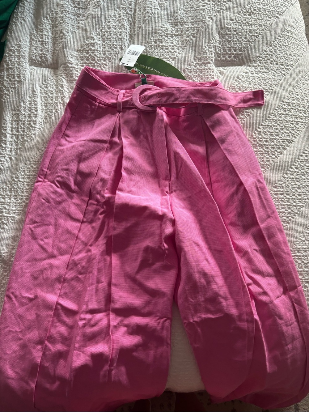 Farm rio High-Waist Wide Leg Belted Pants - Pink size small nwt - Picture 3 of 6